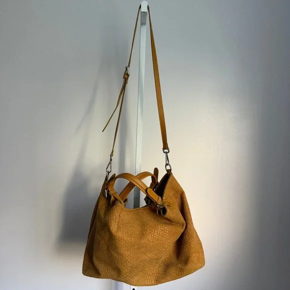 Fiori‎ Italian Leather Hobo Bag Woven Convertible Shoulder Bag Large